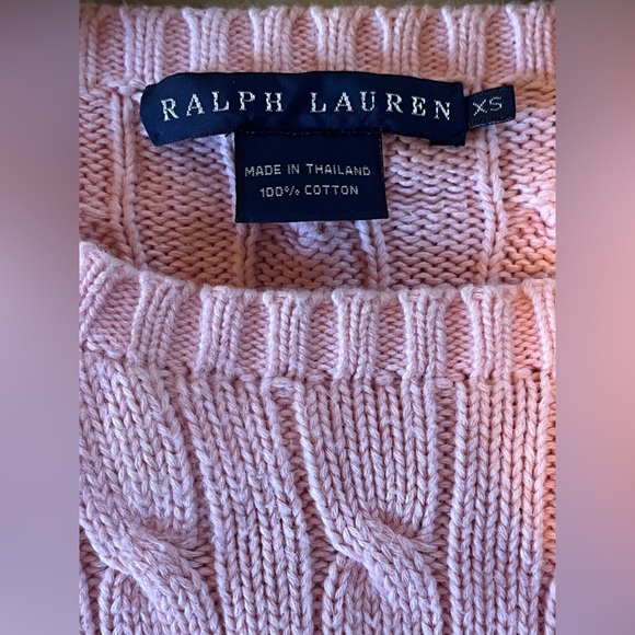 Pink Ralph Lauren Cable-knit Cotton Crewneck Sweater XS - Picture 4 of 4